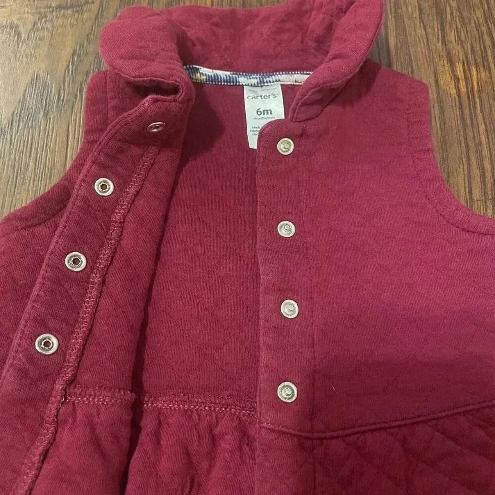 6 Months Maroon Quilted Vest